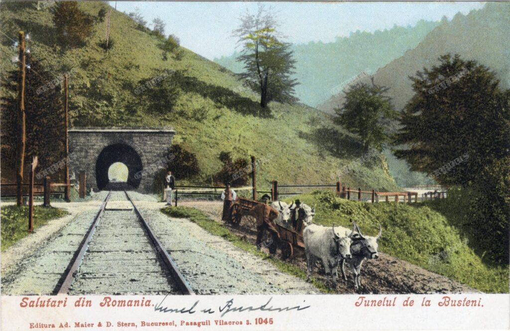 Tunelul de la Bușteni, carte poștală circulată, 1904
