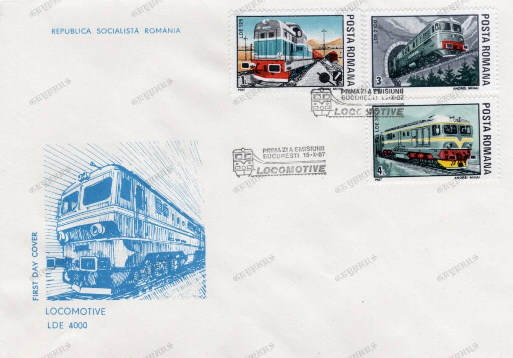 „Locomotive”, 15 octombrie 1987, plic filatelic prima zi (FDC)