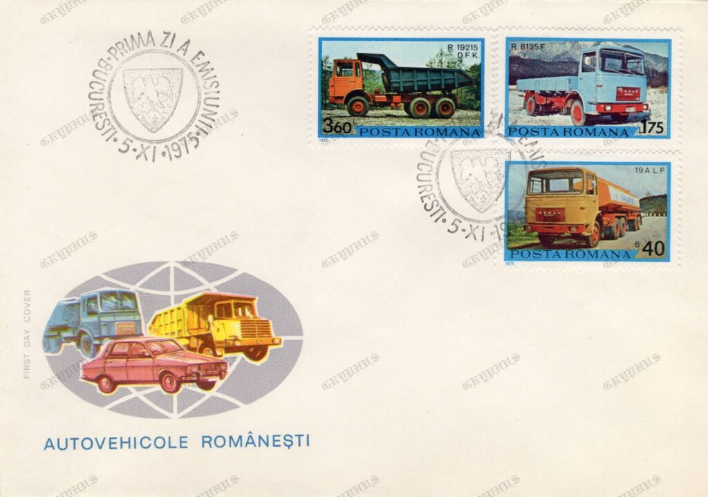 „Autovehicole românești” – FDC, 5 octombrie 1975, București